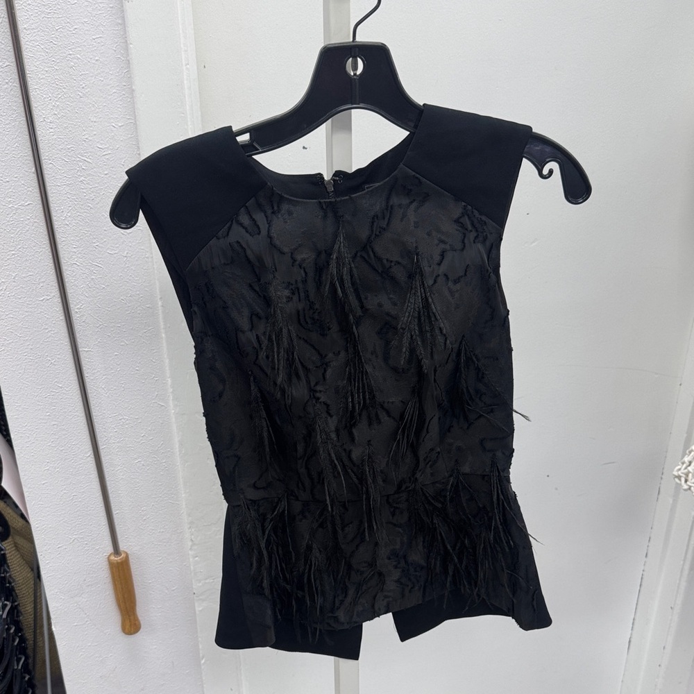 BCBGMaxAzria Black Textured Sleeveless Blouse Size XXS